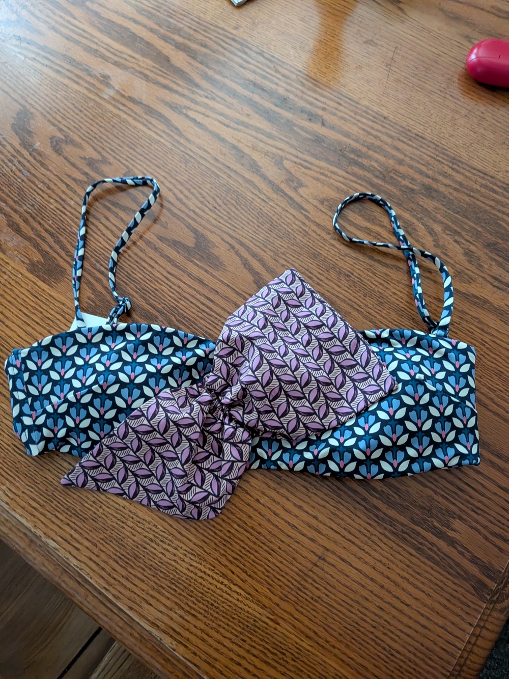 Zara Blue & Pink Ruffle Print Bikini Top - Picture 2 of 6